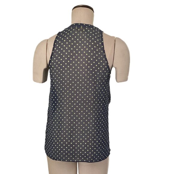 Vera Wang Princess Sheer Sleeveless Polka Dot Button-Up Top Sz S Blue 12A - Picture 6 of 10